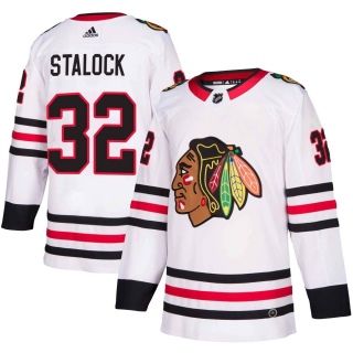 Men's Alex Stalock Chicago Blackhawks Adidas Away Jersey - Authentic White