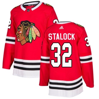 Men's Alex Stalock Chicago Blackhawks Adidas Red Home Jersey - Authentic Black