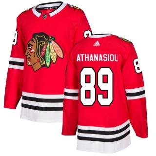 Men's Andreas Athanasiou Chicago Blackhawks Adidas Red Home Jersey - Authentic Black
