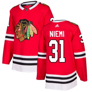 Men's Antti Niemi Chicago Blackhawks Adidas Home Jersey - Authentic Red