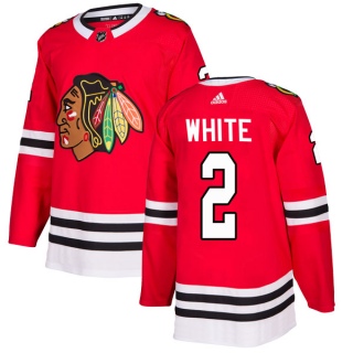 Men's Bill White Chicago Blackhawks Adidas Red Home Jersey - Authentic White