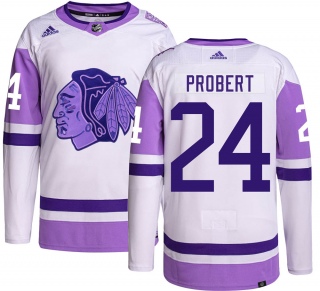 Men's Bob Probert Chicago Blackhawks Adidas Hockey Fights Cancer Jersey - Authentic