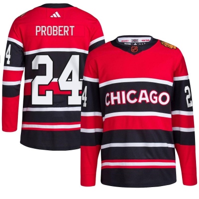 Men's Bob Probert Chicago Blackhawks Adidas Red Reverse Retro 2.0 Jersey - Authentic Black