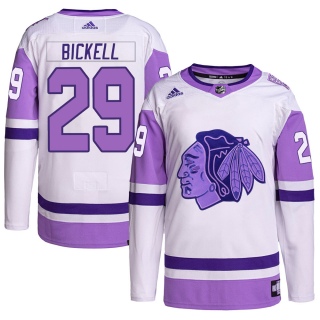 Men's Bryan Bickell Chicago Blackhawks Adidas Hockey Fights Cancer Primegreen Jersey - Authentic White/Purple