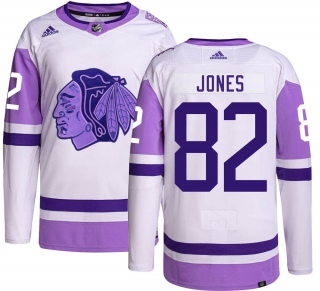 Men's Caleb Jones Chicago Blackhawks Adidas Hockey Fights Cancer Jersey - Authentic