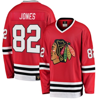 Men's Caleb Jones Chicago Blackhawks Fanatics Branded Breakaway Red Heritage Jersey - Premier Black