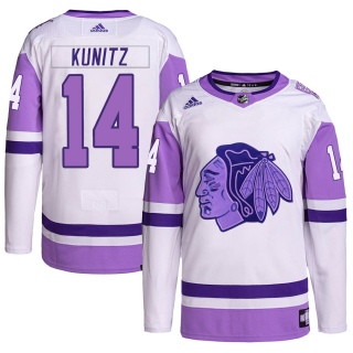 Men's Chris Kunitz Chicago Blackhawks Adidas Hockey Fights Cancer Primegreen Jersey - Authentic White/Purple
