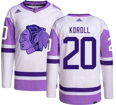 Men's Cliff Koroll Chicago Blackhawks Adidas Hockey Fights Cancer Jersey - Authentic