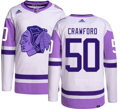 Men's Corey Crawford Chicago Blackhawks Adidas Hockey Fights Cancer Jersey - Authentic