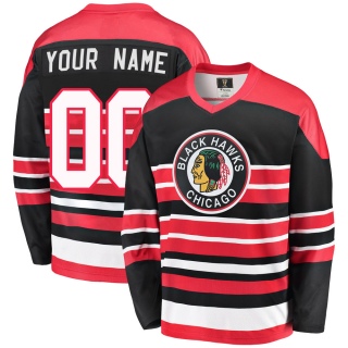 Men's Custom Chicago Blackhawks Fanatics Branded Custom Breakaway Heritage Jersey - Premier Red/Black