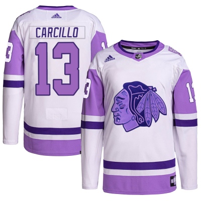 Men's Daniel Carcillo Chicago Blackhawks Adidas Hockey Fights Cancer Primegreen Jersey - Authentic White/Purple