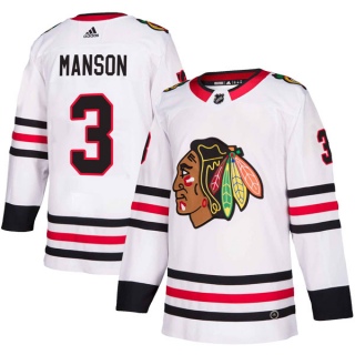 Men's Dave Manson Chicago Blackhawks Adidas Away Jersey - Authentic White