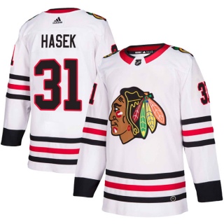 Men's Dominik Hasek Chicago Blackhawks Adidas Away Jersey - Authentic White