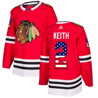 Men's Duncan Keith Chicago Blackhawks Adidas USA Flag Fashion Jersey - Authentic Red