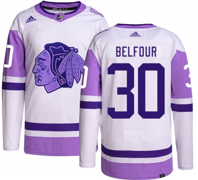 Men's ED Belfour Chicago Blackhawks Adidas Hockey Fights Cancer Jersey - Authentic