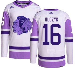 Men's Ed Olczyk Chicago Blackhawks Adidas Hockey Fights Cancer Jersey - Authentic