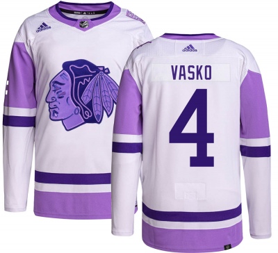 Men's Elmer Vasko Chicago Blackhawks Adidas Hockey Fights Cancer Jersey - Authentic