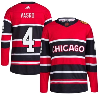 Men's Elmer Vasko Chicago Blackhawks Adidas Red Reverse Retro 2.0 Jersey - Authentic Black