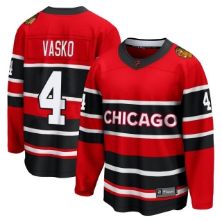 Men's Elmer Vasko Chicago Blackhawks Fanatics Branded Red Special Edition 2.0 Jersey - Breakaway Black