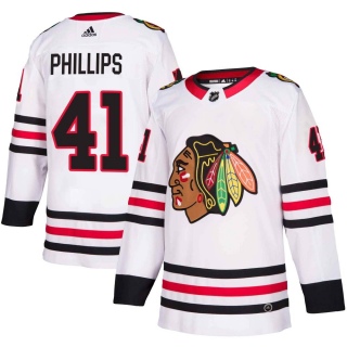 Men's Isaak Phillips Chicago Blackhawks Adidas Away Jersey - Authentic White