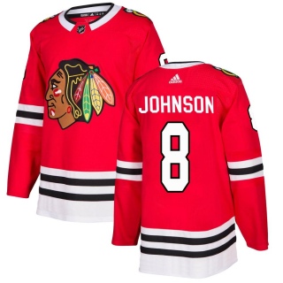 Men's Jack Johnson Chicago Blackhawks Adidas Red Home Jersey - Authentic Black