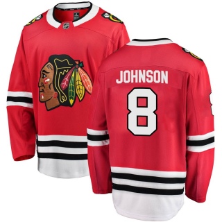 Men's Jack Johnson Chicago Blackhawks Fanatics Branded Red Home Jersey - Breakaway Black