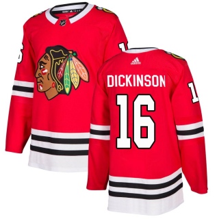 Men's Jason Dickinson Chicago Blackhawks Adidas Red Home Jersey - Authentic Black