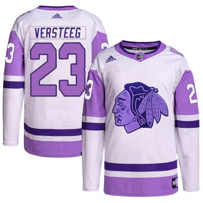 Men's Kris Versteeg Chicago Blackhawks Adidas Hockey Fights Cancer Primegreen Jersey - Authentic White/Purple