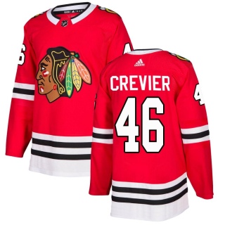 Men's Louis Crevier Chicago Blackhawks Adidas Red Home Jersey - Authentic Black