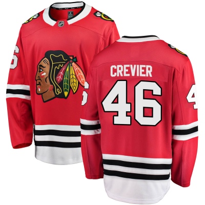 Men's Louis Crevier Chicago Blackhawks Fanatics Branded Red Home Jersey - Breakaway Black