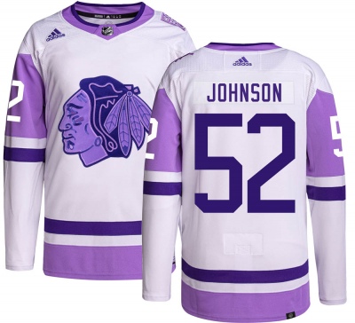 Men's Reese Johnson Chicago Blackhawks Adidas Hockey Fights Cancer Jersey - Authentic