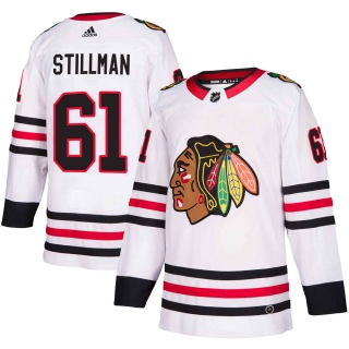Men's Riley Stillman Chicago Blackhawks Adidas Away Jersey - Authentic White