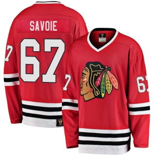 Men's Samuel Savoie Chicago Blackhawks Fanatics Branded Breakaway Red Heritage Jersey - Premier Black