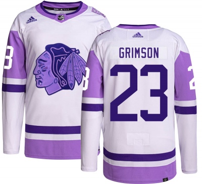 Men's Stu Grimson Chicago Blackhawks Adidas Hockey Fights Cancer Jersey - Authentic