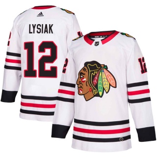 Men's Tom Lysiak Chicago Blackhawks Adidas Away Jersey - Authentic White