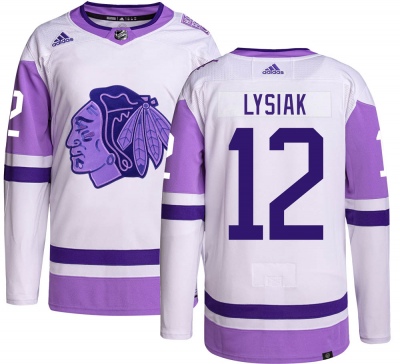 Men's Tom Lysiak Chicago Blackhawks Adidas Hockey Fights Cancer Jersey - Authentic