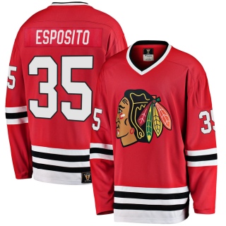 Men's Tony Esposito Chicago Blackhawks Fanatics Branded Breakaway Red Heritage Jersey - Premier Black