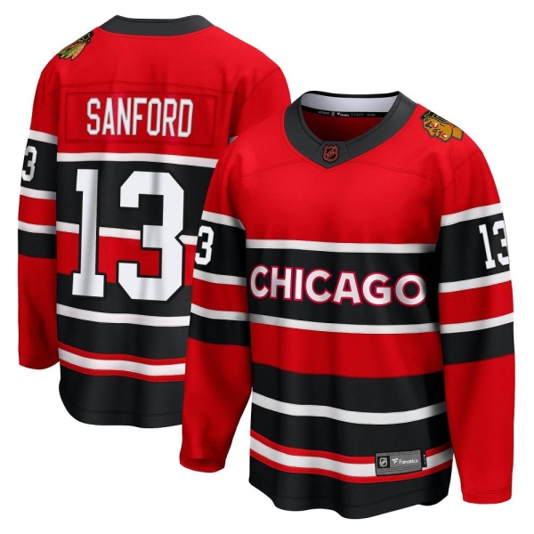 Men's Zach Sanford Chicago Blackhawks Fanatics Branded Red Special Edition 2.0 Jersey - Breakaway Black