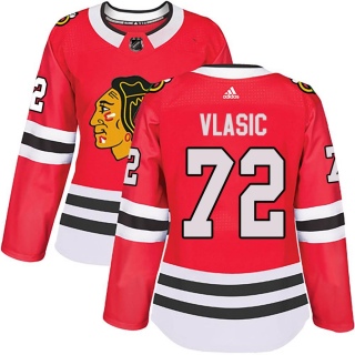 Women's Alex Vlasic Chicago Blackhawks Adidas Red Home Jersey - Authentic Black