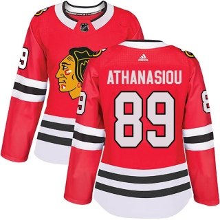 Women's Andreas Athanasiou Chicago Blackhawks Adidas Red Home Jersey - Authentic Black