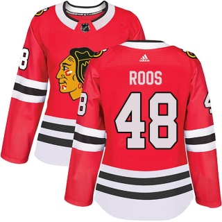 Women's Filip Roos Chicago Blackhawks Adidas Red Home Jersey - Authentic Black