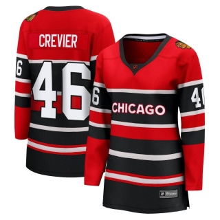 Women's Louis Crevier Chicago Blackhawks Fanatics Branded Red Special Edition 2.0 Jersey - Breakaway Black