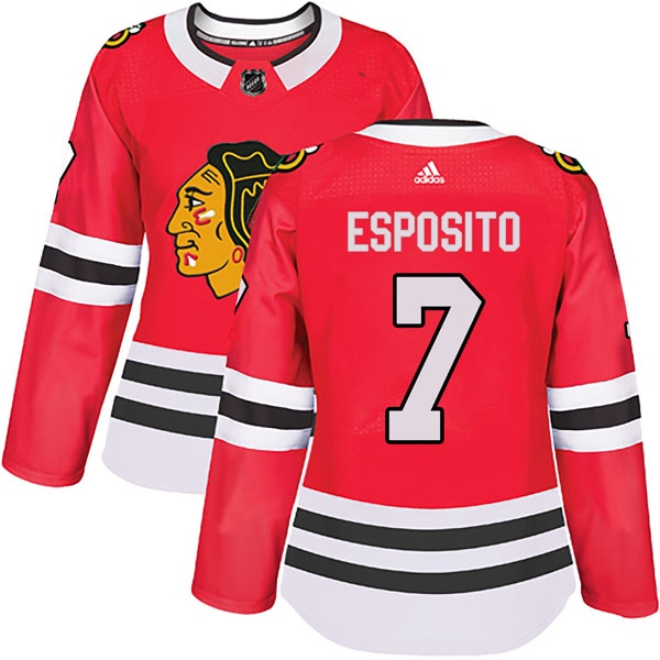 Women's Phil Esposito Chicago Blackhawks Adidas Home Jersey - Authentic Red