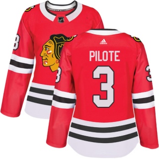 Women's Pierre Pilote Chicago Blackhawks Adidas Home Jersey - Authentic Red