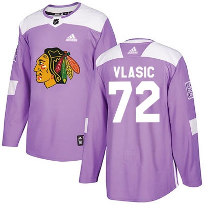 Youth Alex Vlasic Chicago Blackhawks Adidas Fights Cancer Practice Jersey - Authentic Purple