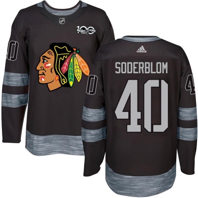 Youth Arvid Soderblom Chicago Blackhawks 1917- 100th Anniversary Jersey - Authentic Black