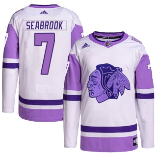 Youth Brent Seabrook Chicago Blackhawks Adidas Hockey Fights Cancer Primegreen Jersey - Authentic White/Purple