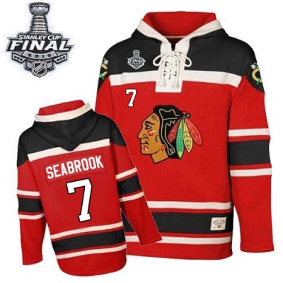 Youth Brent Seabrook Chicago Blackhawks Old Time Hockey Red Sawyer Hooded Sweatshirt 2015 Stanley Cup Patch - Authentic Black