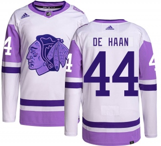 Youth Calvin de Haan Chicago Blackhawks Adidas Hockey Fights Cancer Jersey - Authentic