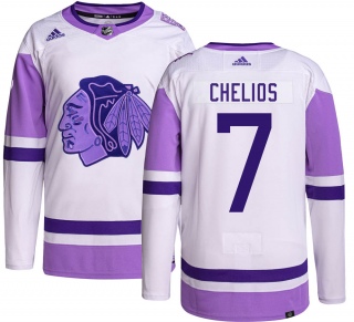 Youth Chris Chelios Chicago Blackhawks Adidas Hockey Fights Cancer Jersey - Authentic Black